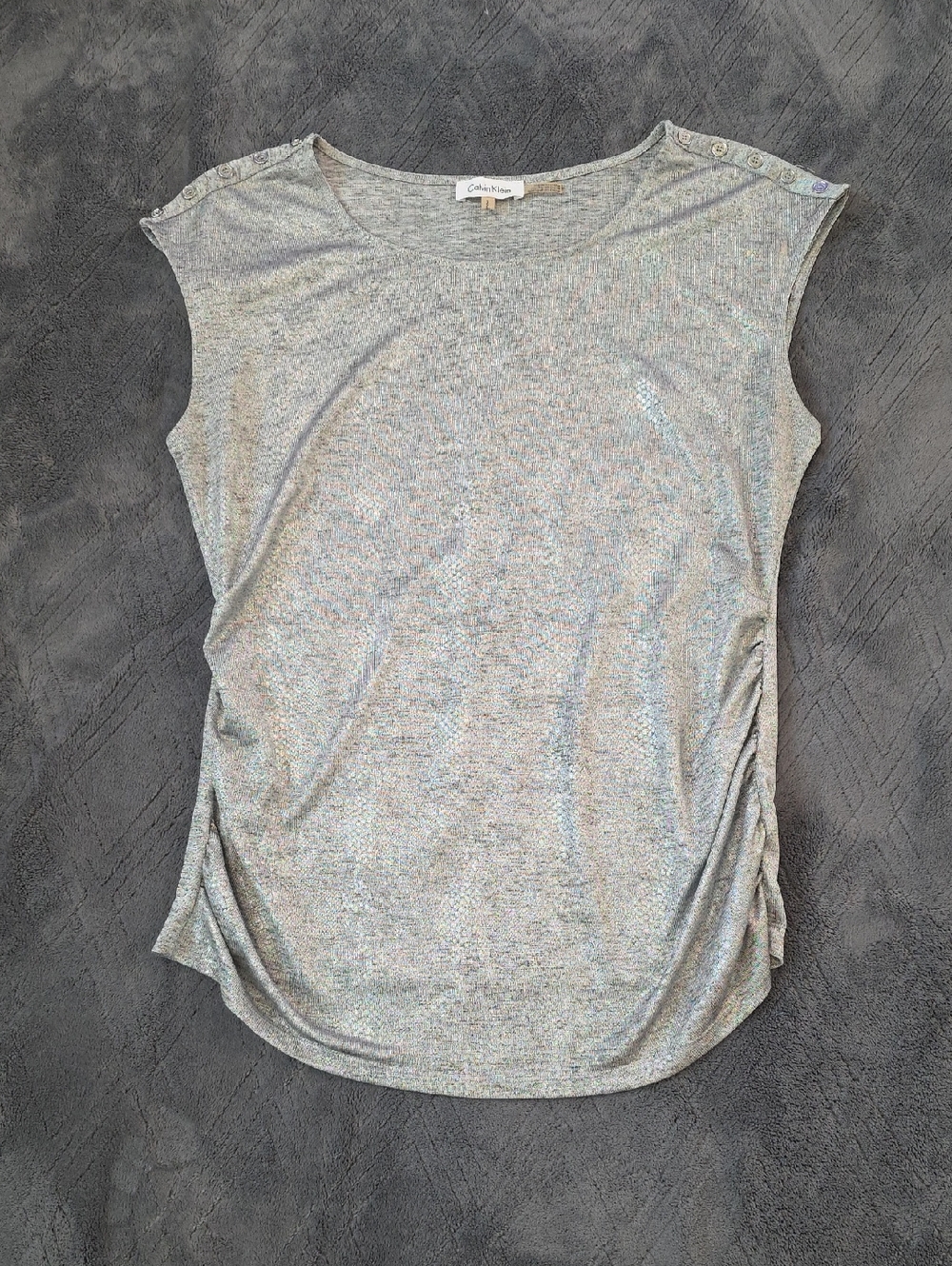 Calvin Klein Silver-Gray Cap Sleeve Tank